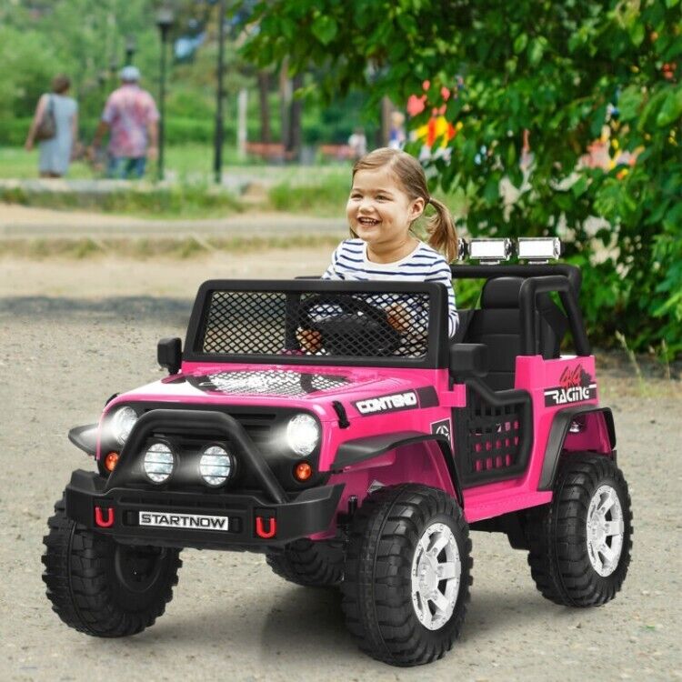 12V Remote Control Ride-On Truck with LED Lights, Music, and Double Doors - 2 Seater