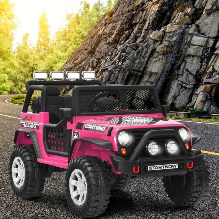 12V Remote Control Ride-On Truck with LED Lights, Music, and Double Doors - 2 Seater
