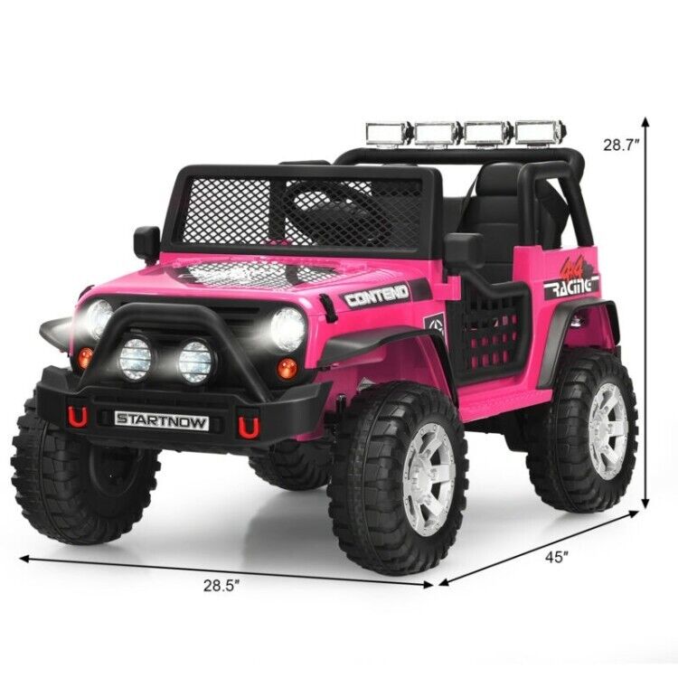 12V Remote Control Ride-On Truck with LED Lights, Music, and Double Doors - 2 Seater