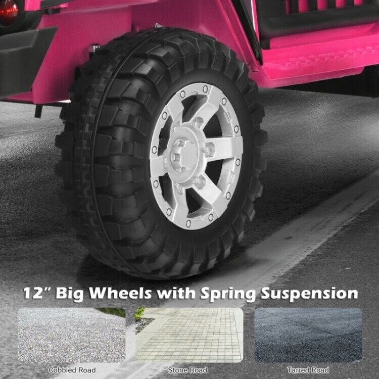 12V Remote Control Ride-On Truck with LED Lights, Music, and Double Doors - 2 Seater