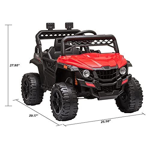 12V Ride On Car Truck Toy with LED Lights, Music, and Seat Belt - Perfect Xmas Gift for Kids with Remote Control