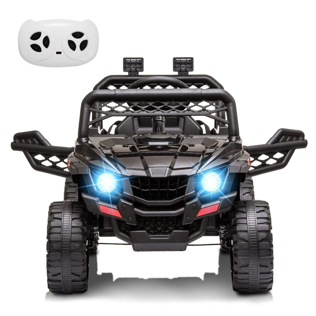 12V Ride On Car Truck Toy with LED Lights, Music, and Seat Belt - Perfect Xmas Gift for Kids with Remote Control