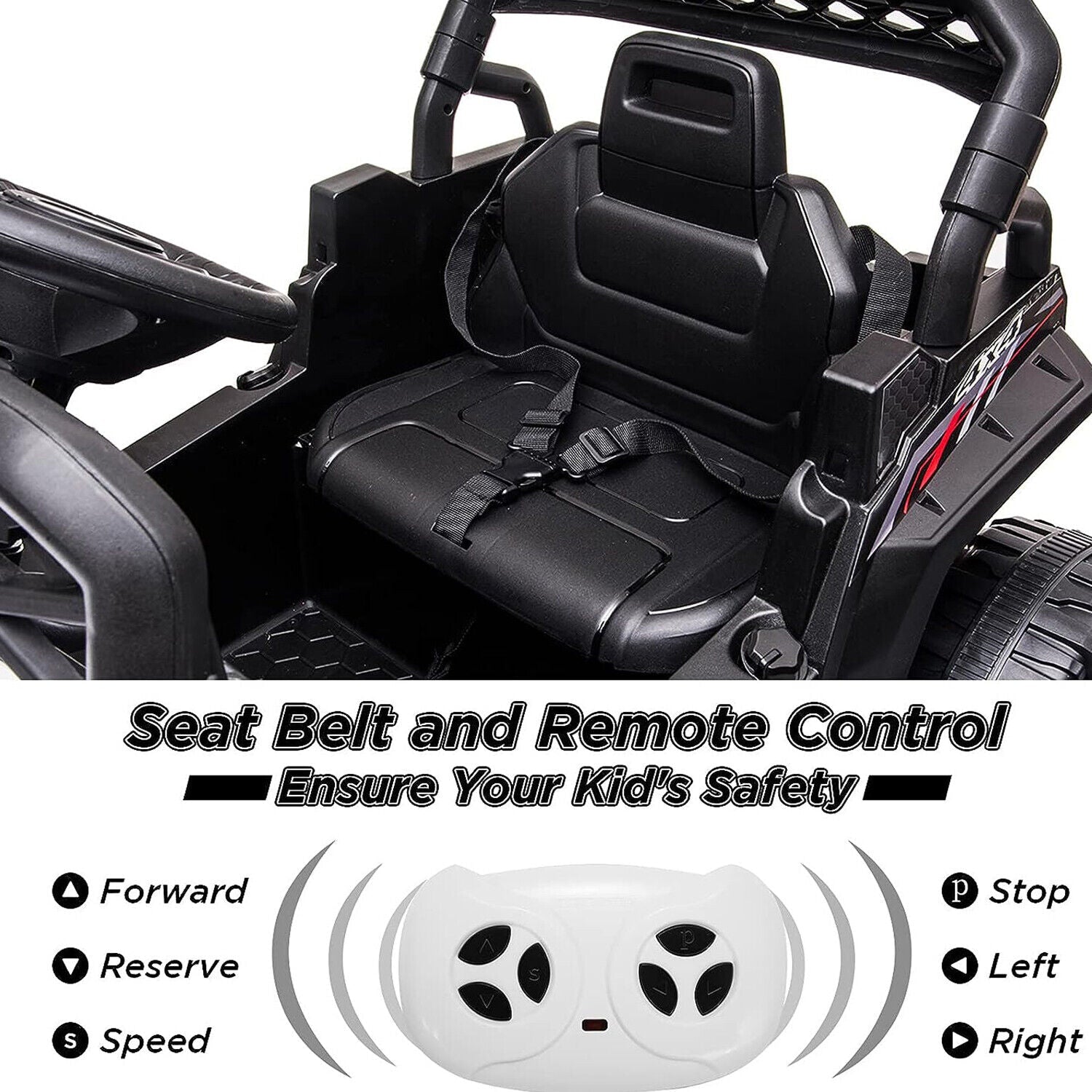 12V Ride-On Car Truck Toy with Remote Control, LED Lights, USB & AUX Ports, and Music Player