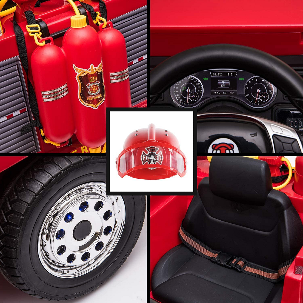 12V Ride-On Fire Truck Toy Car with Remote Control for Kids Ages 3-6