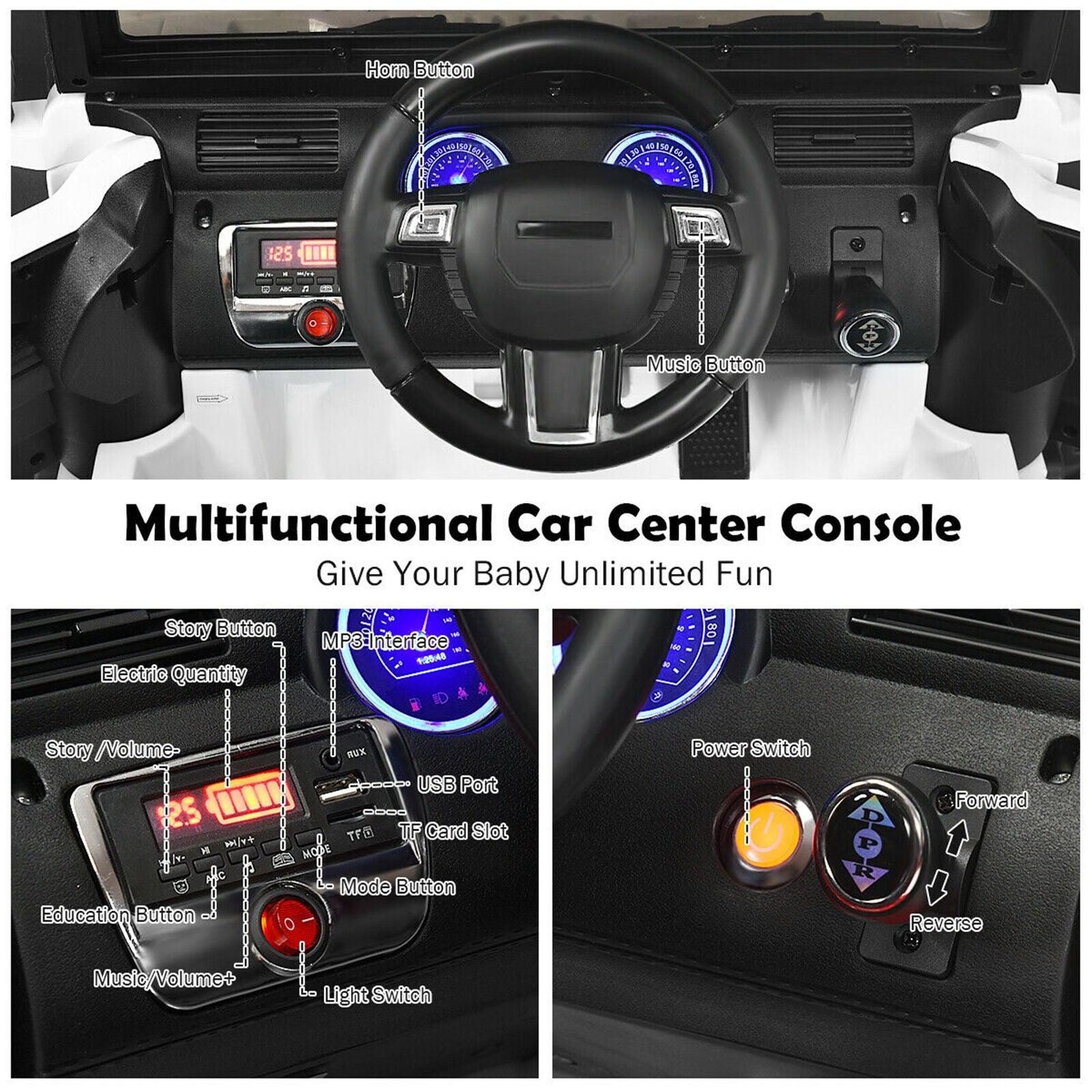 12V White Electric Kids Truck Car with MP3 and Remote Control