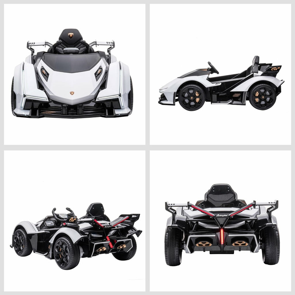 12V White Lamborghini GT Kids Ride-On Sports Car with Remote Control