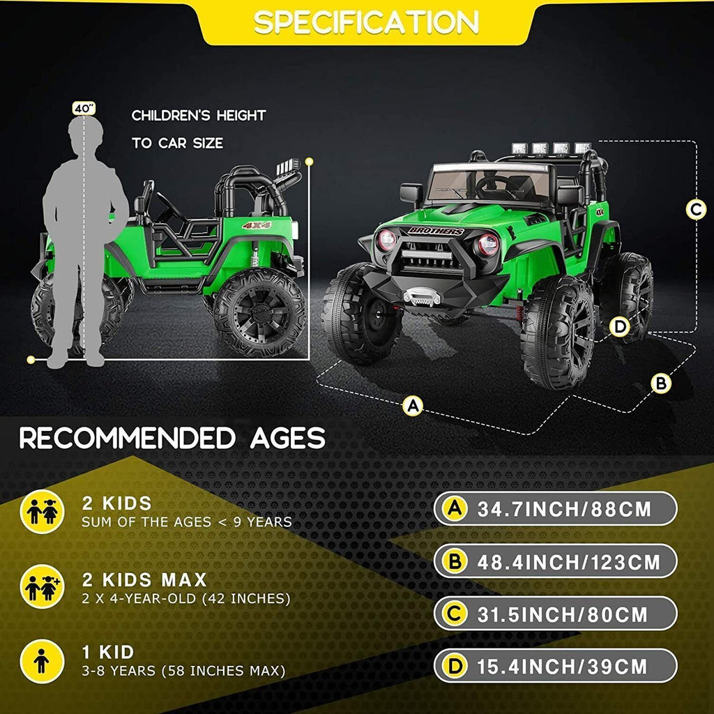 Adventure-Ready 24V&12V Kids Electric Jeep with Remote Control, 3 Speeds, and LED Lights