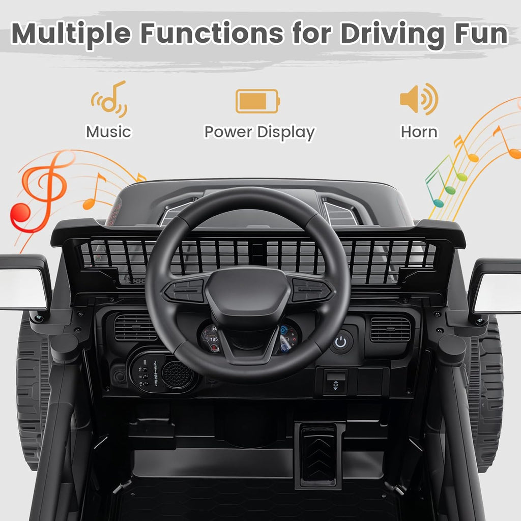 12V Electric Ride On Jeep Toy Car for Kids with Remote Control, USB, Bluetooth, and LED Lights