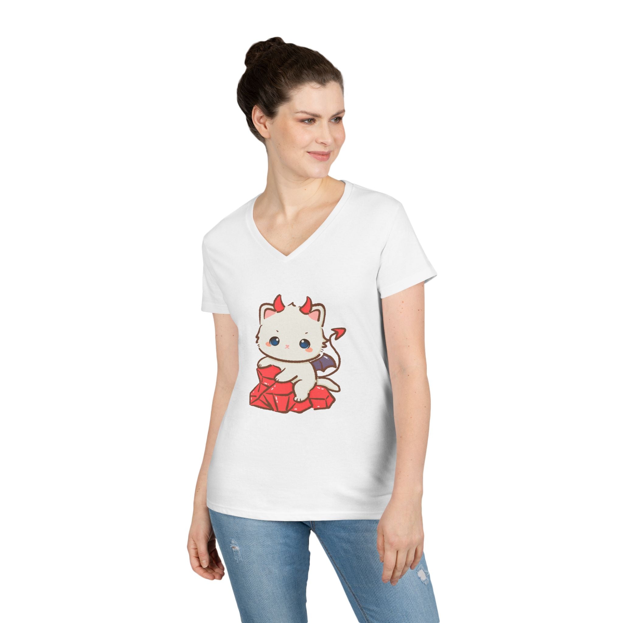 Lil Devil Cat V-Neck Play Tee