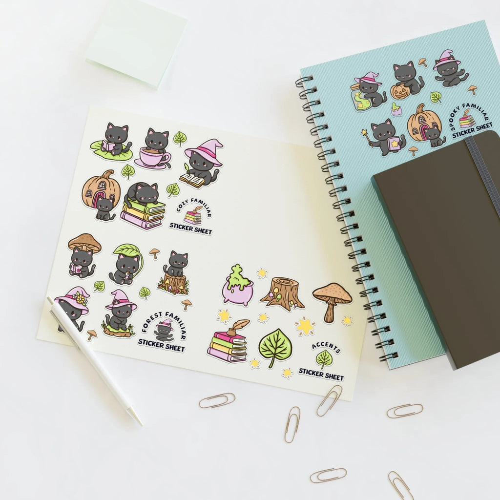 Kitty Cozy Familiar Sticker Sheet