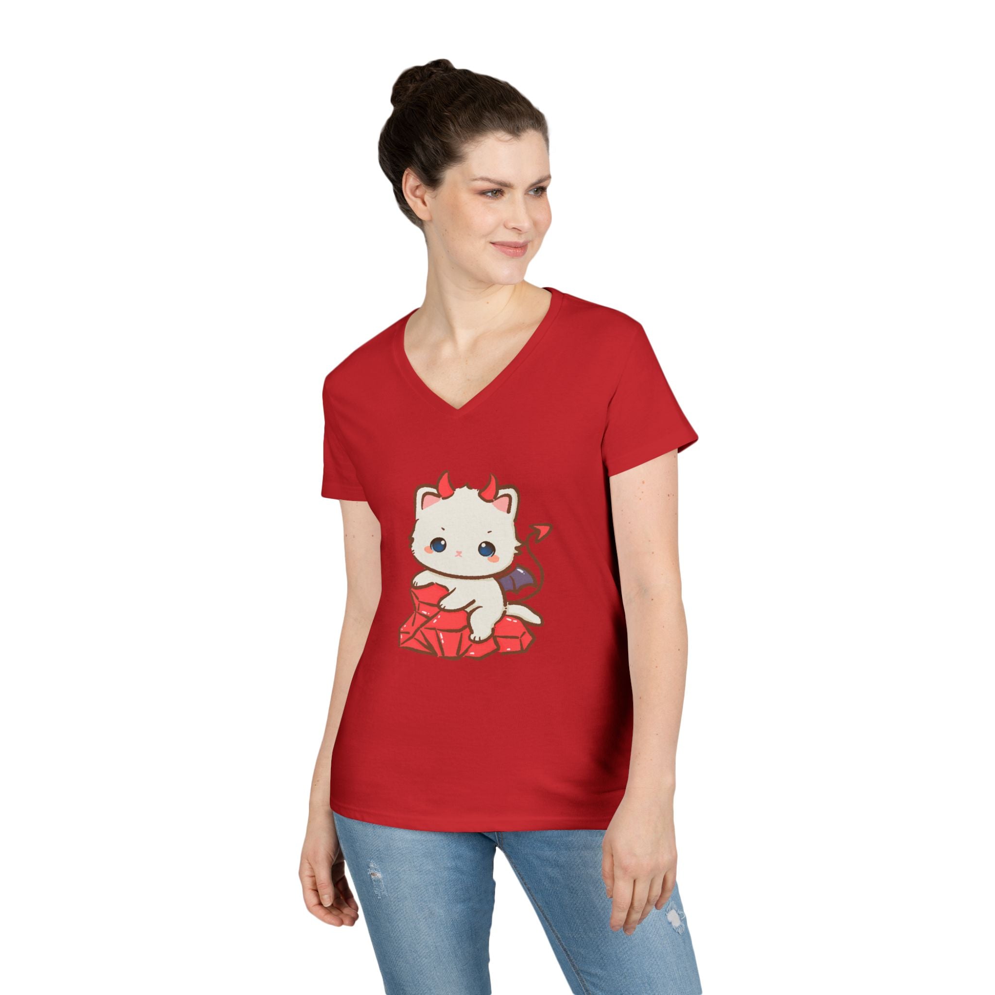 Lil Devil Cat V-Neck Play Tee
