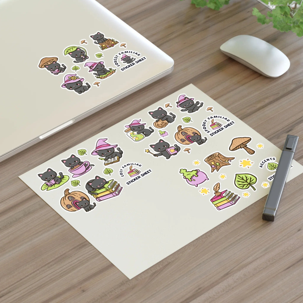 Kitty Cozy Familiar Sticker Sheet