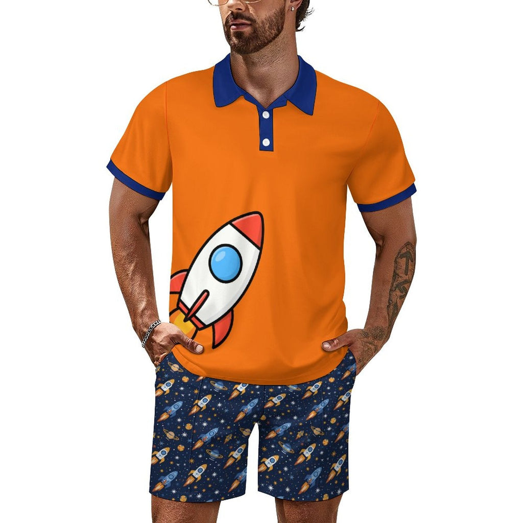 Cosmic Rocket Polo Shorties Set