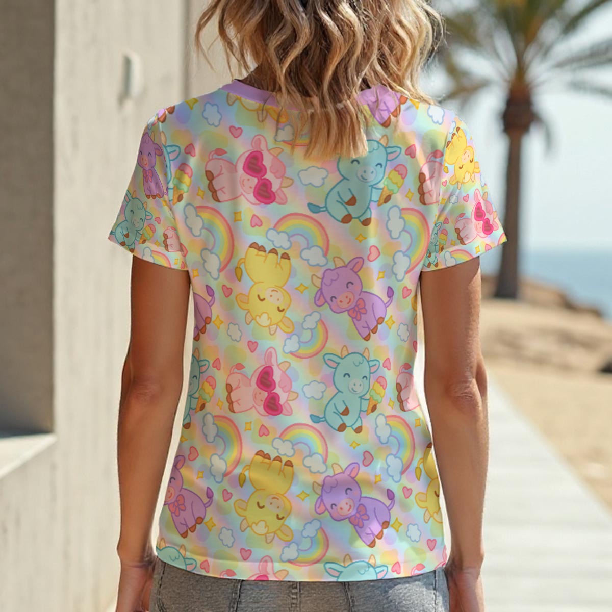 Rainbow Moobaby V-Neck Play Tee