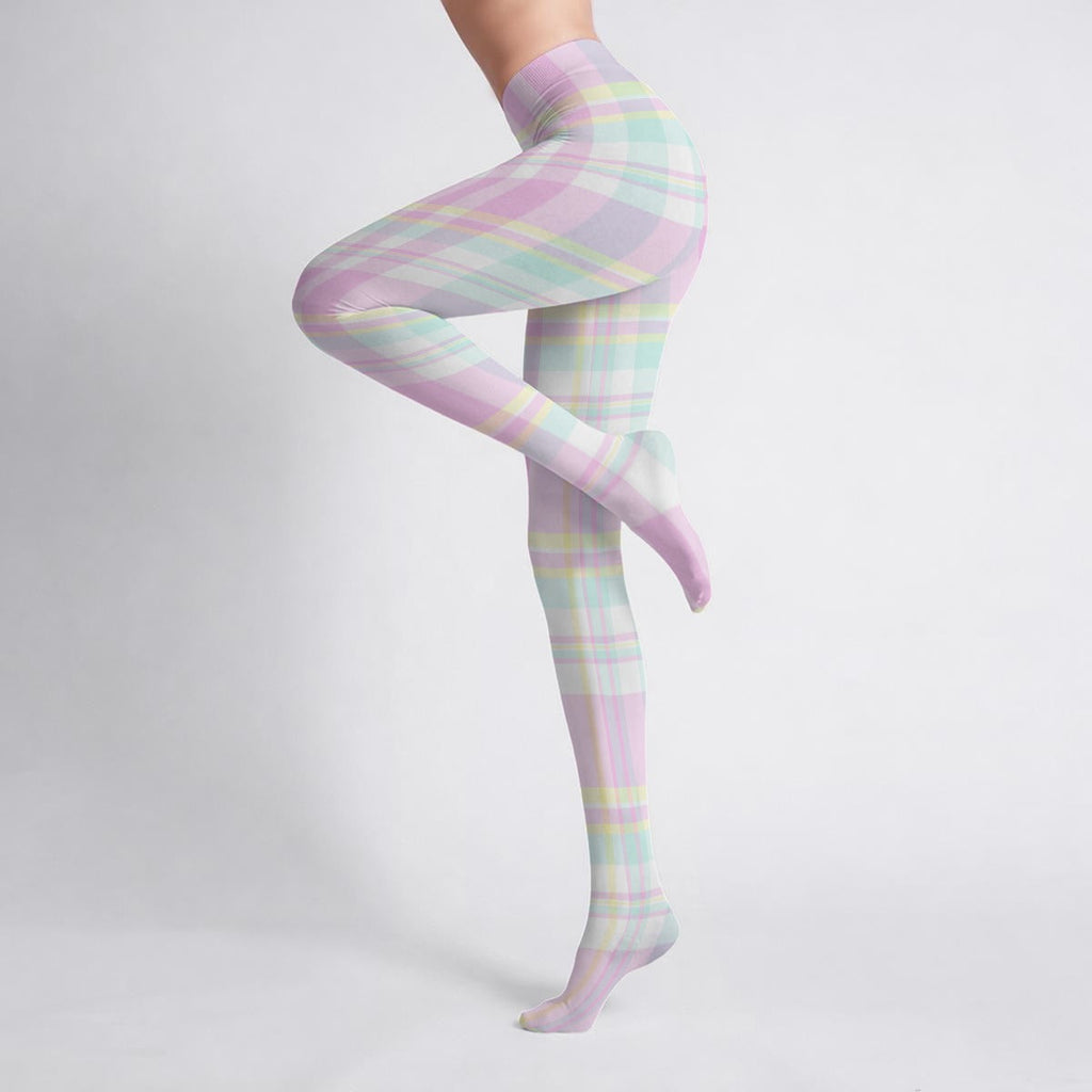 Pastel Plaid Soft Stretch Tights
