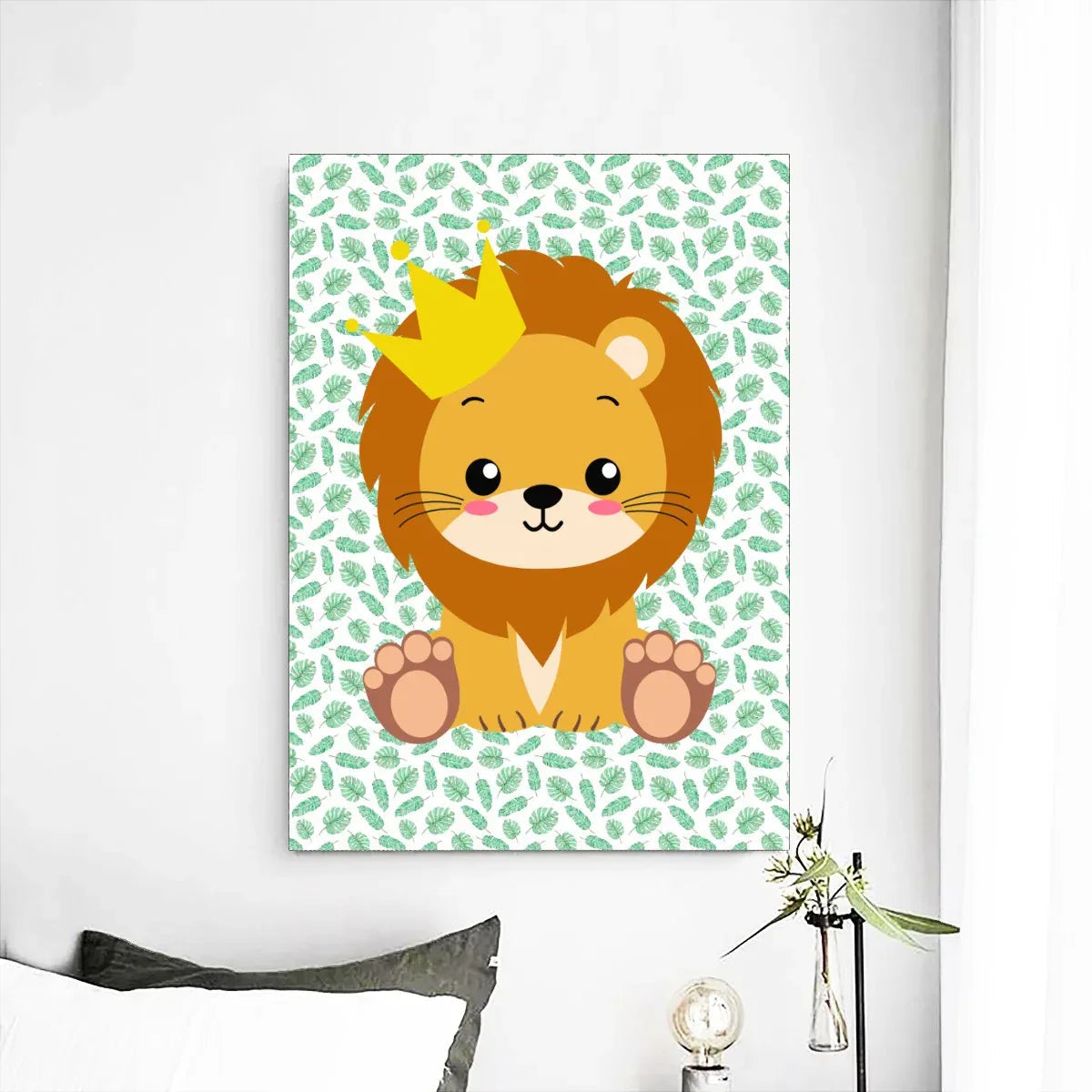 Adorable Jungle Lion Frameless Mural