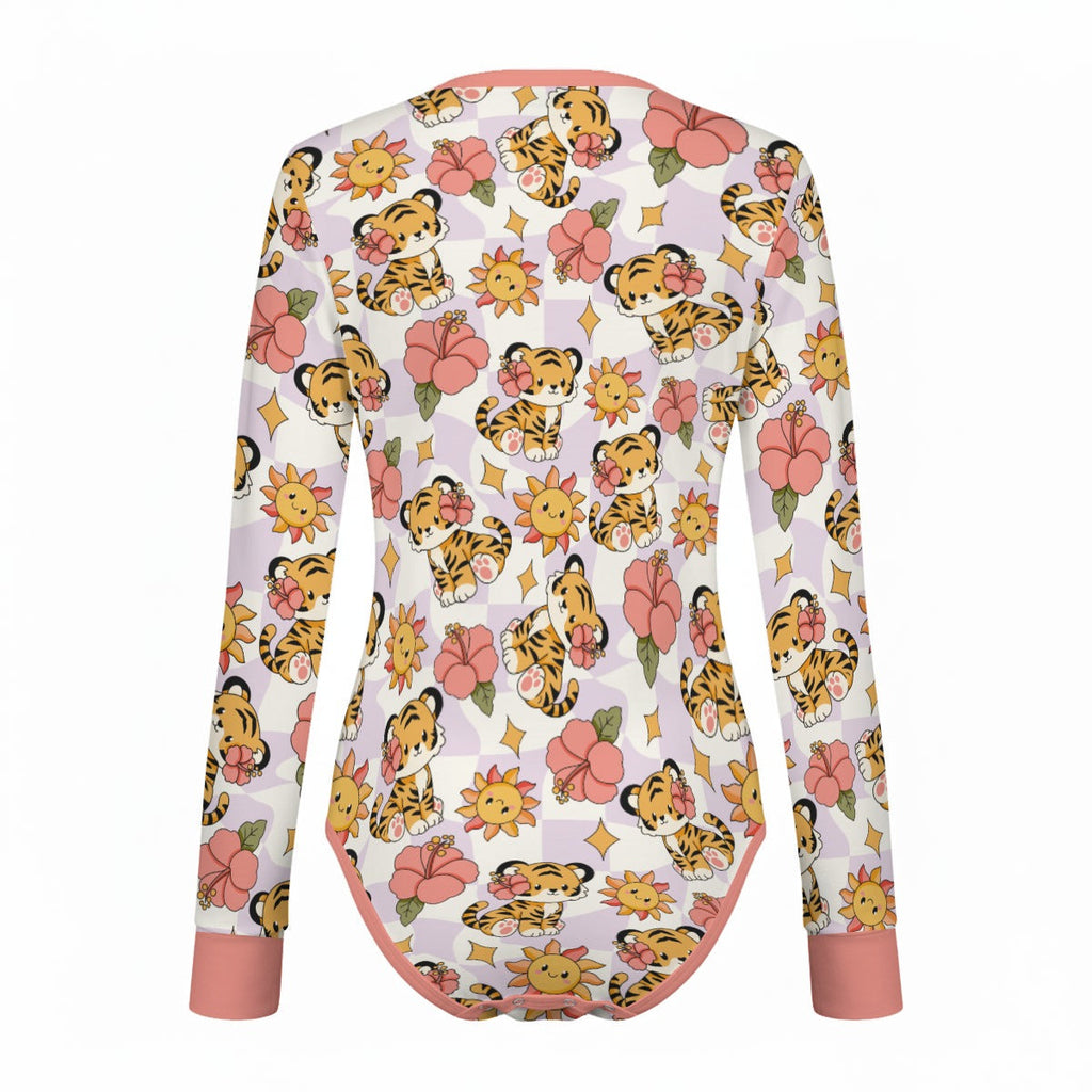 Tiger Bloom Long Sleeve CuddleSuit