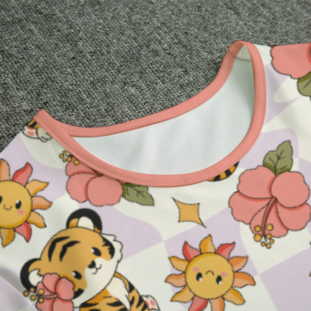Tiger Bloom Short Sleeve CuddleSuit