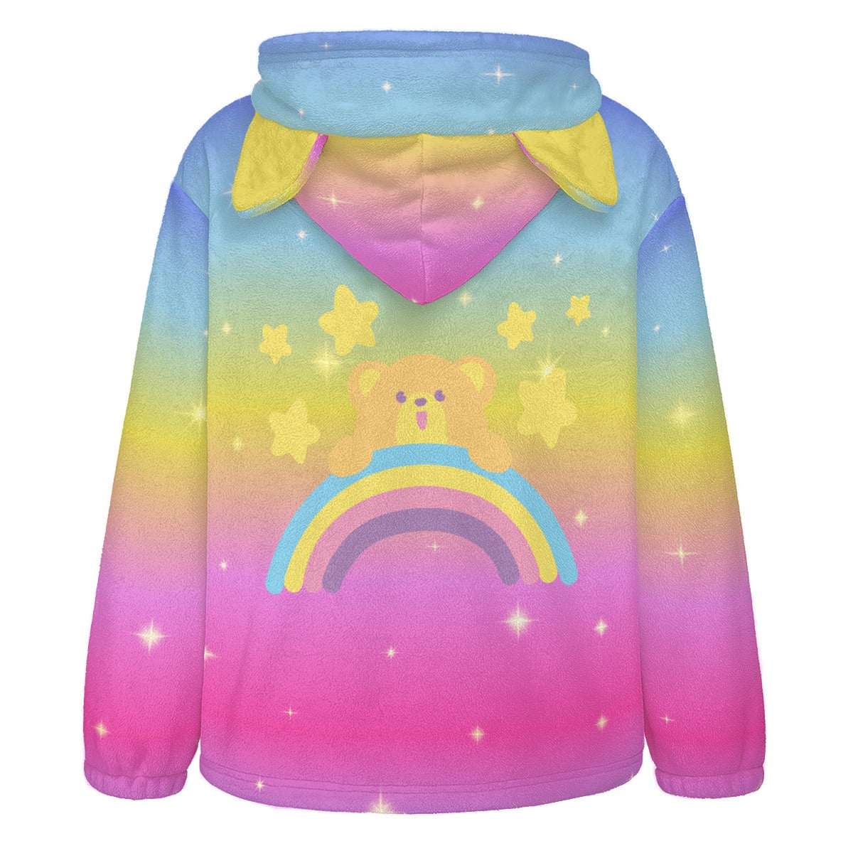 Rainbow Snuggle Bear Cozy Cat Ear Hoodie