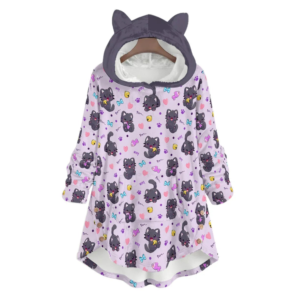 Purrfectly Playful Flannel Ears Hoodie