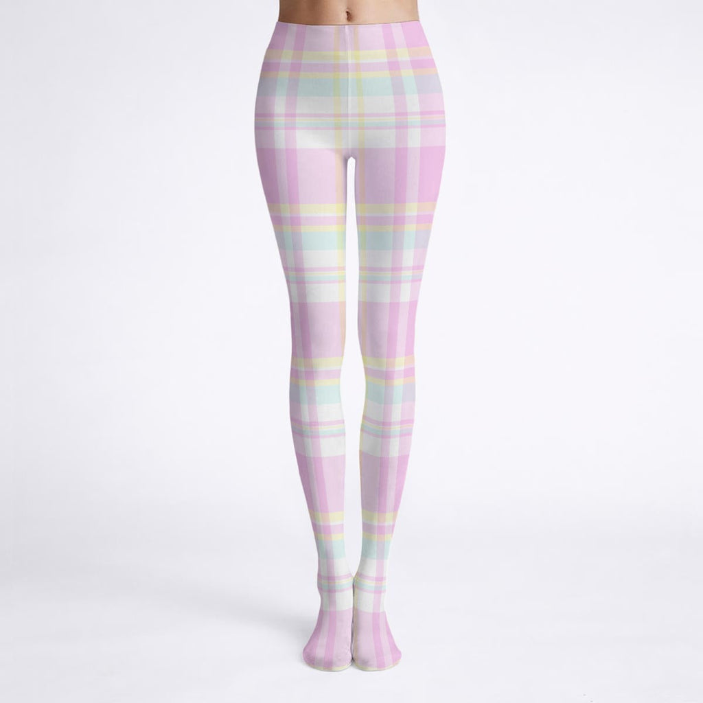 Pastel Plaid Soft Stretch Tights
