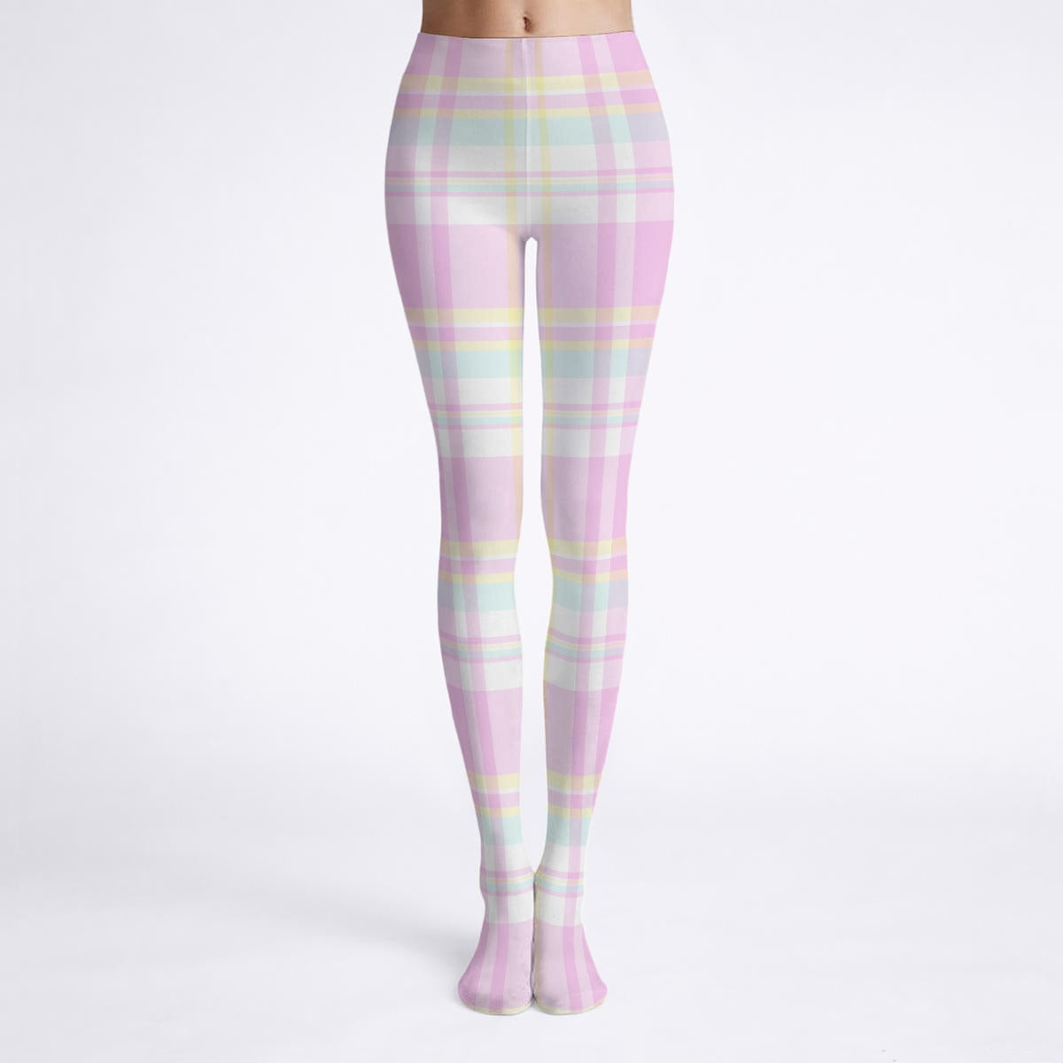 Pastel Plaid Soft Stretch Tights