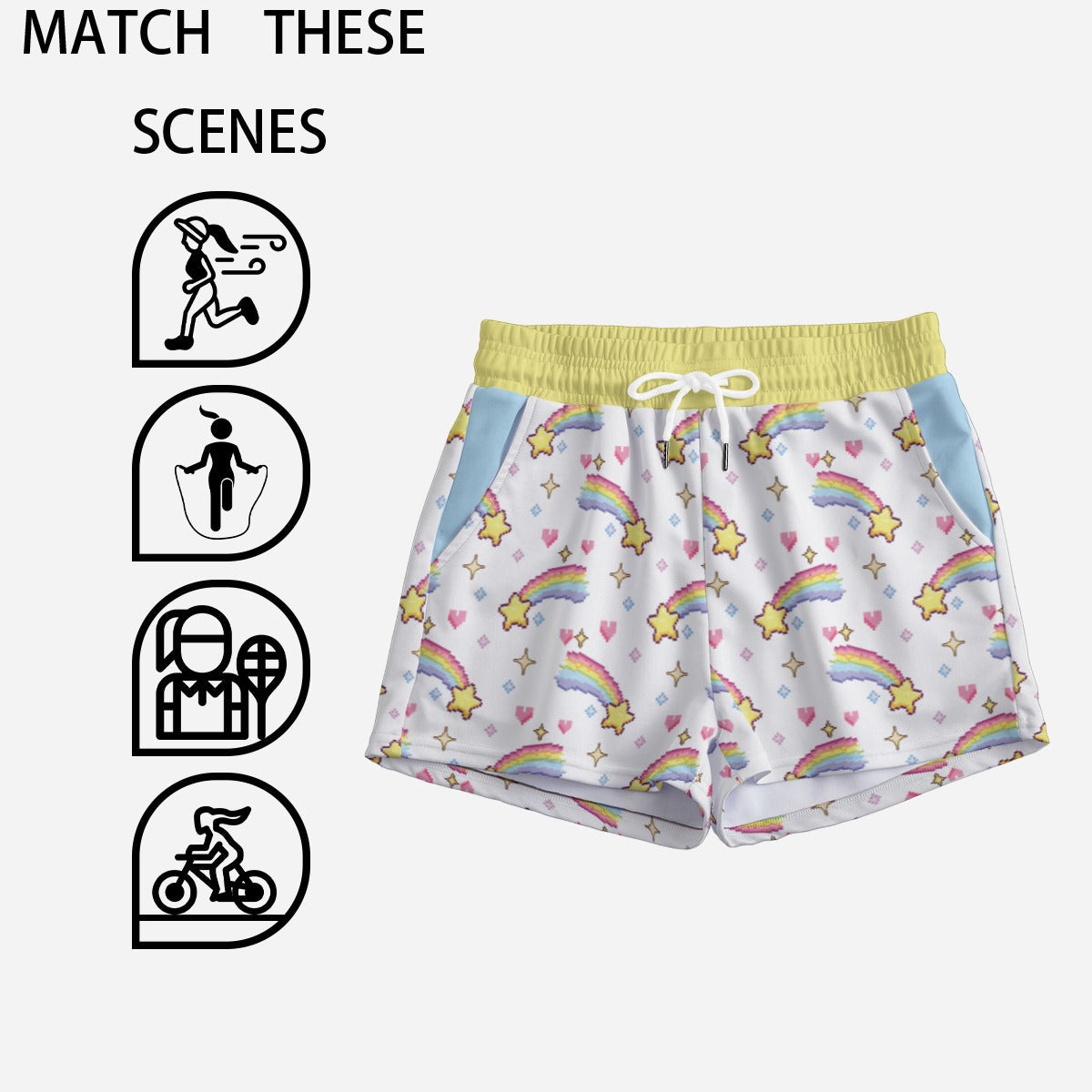 Pixel Rainbow Star Cozy Shorts