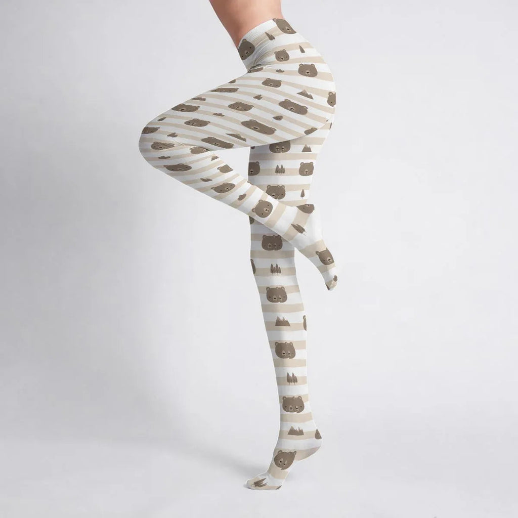 Cozy Woodland Bear Stretch Tights