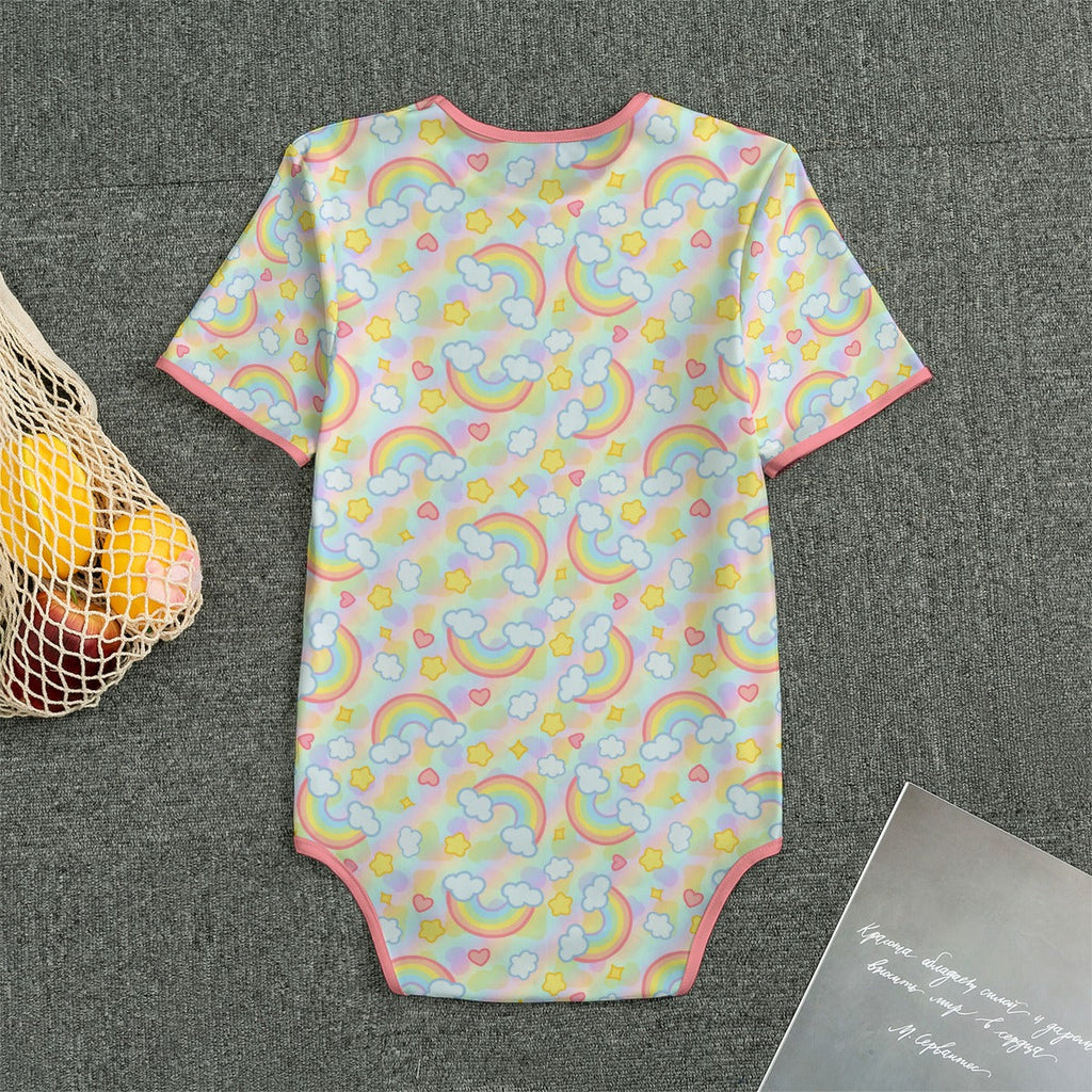 Pastel Rainbow Short Sleeve CuddleSuit