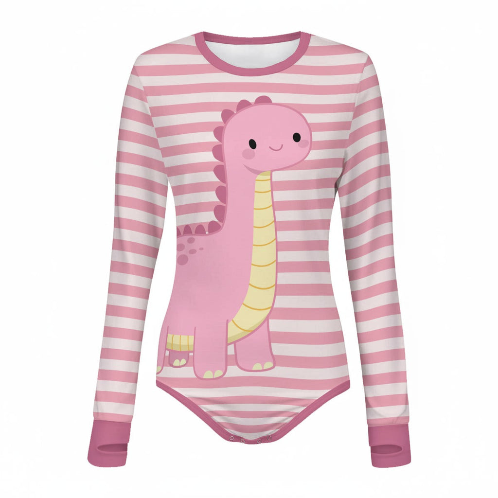 Pink Dino Snuggle Long Sleeve CuddleSuit