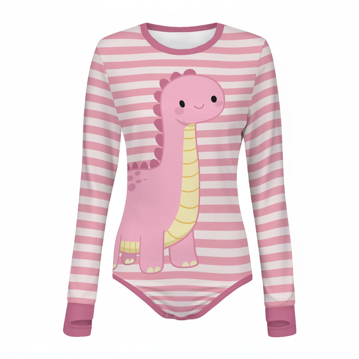 Pink Dino Snuggle Long Sleeve CuddleSuit