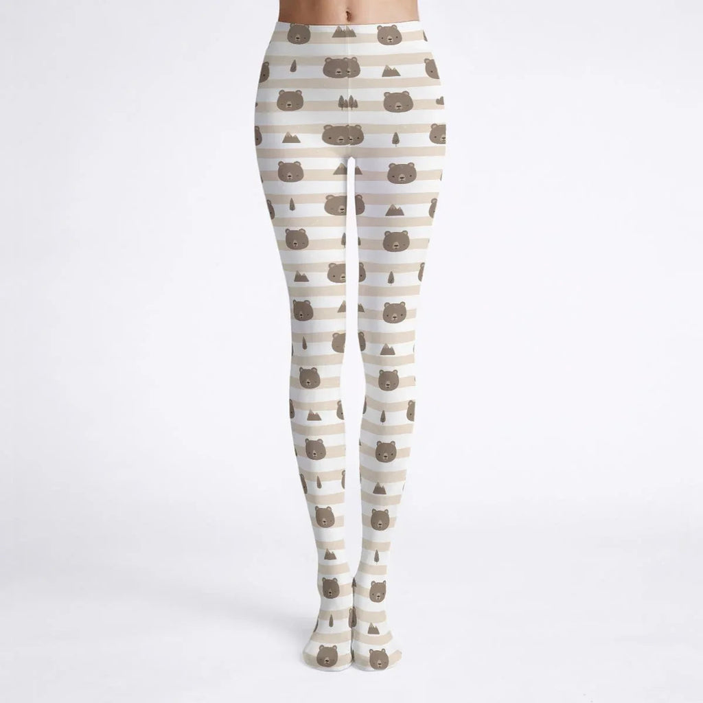 Cozy Woodland Bear Stretch Tights