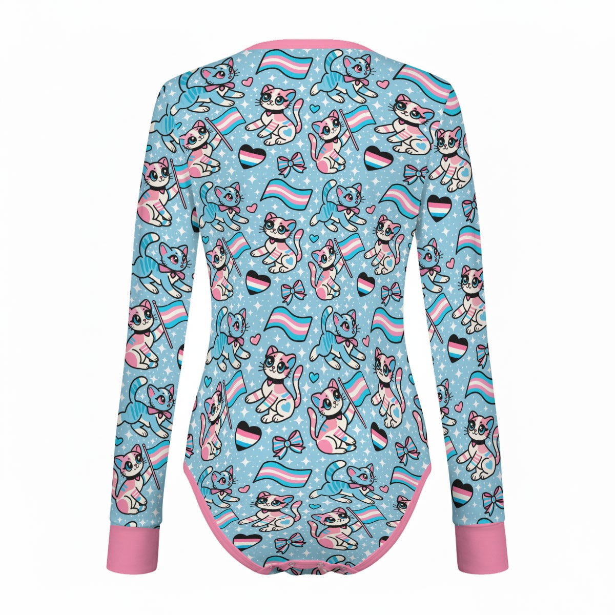 Purrfect Trans Pride Long Sleeve Cuddlesuit