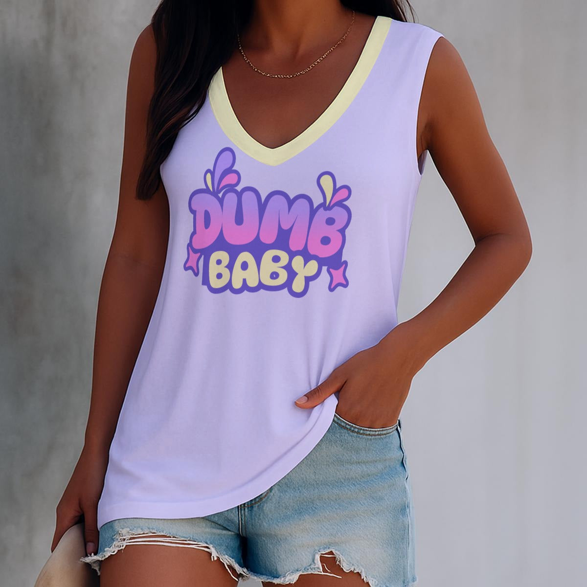 Dumb Baby V-Neck Tank Top
