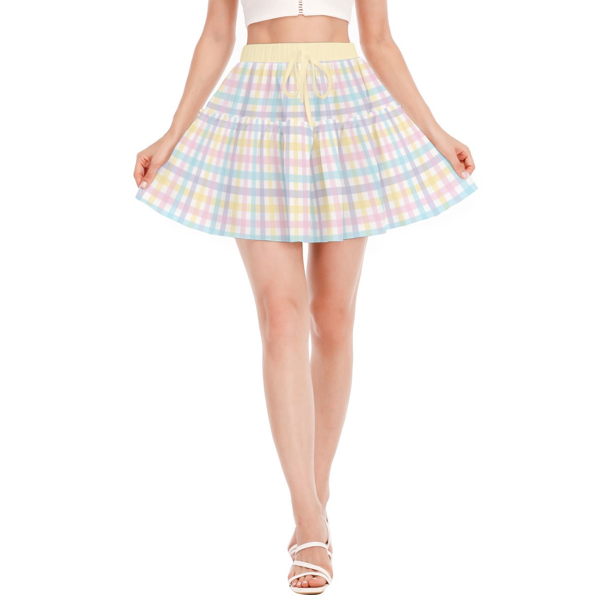 Rainbow Unicorn Plaid Ruffle Play Skirt