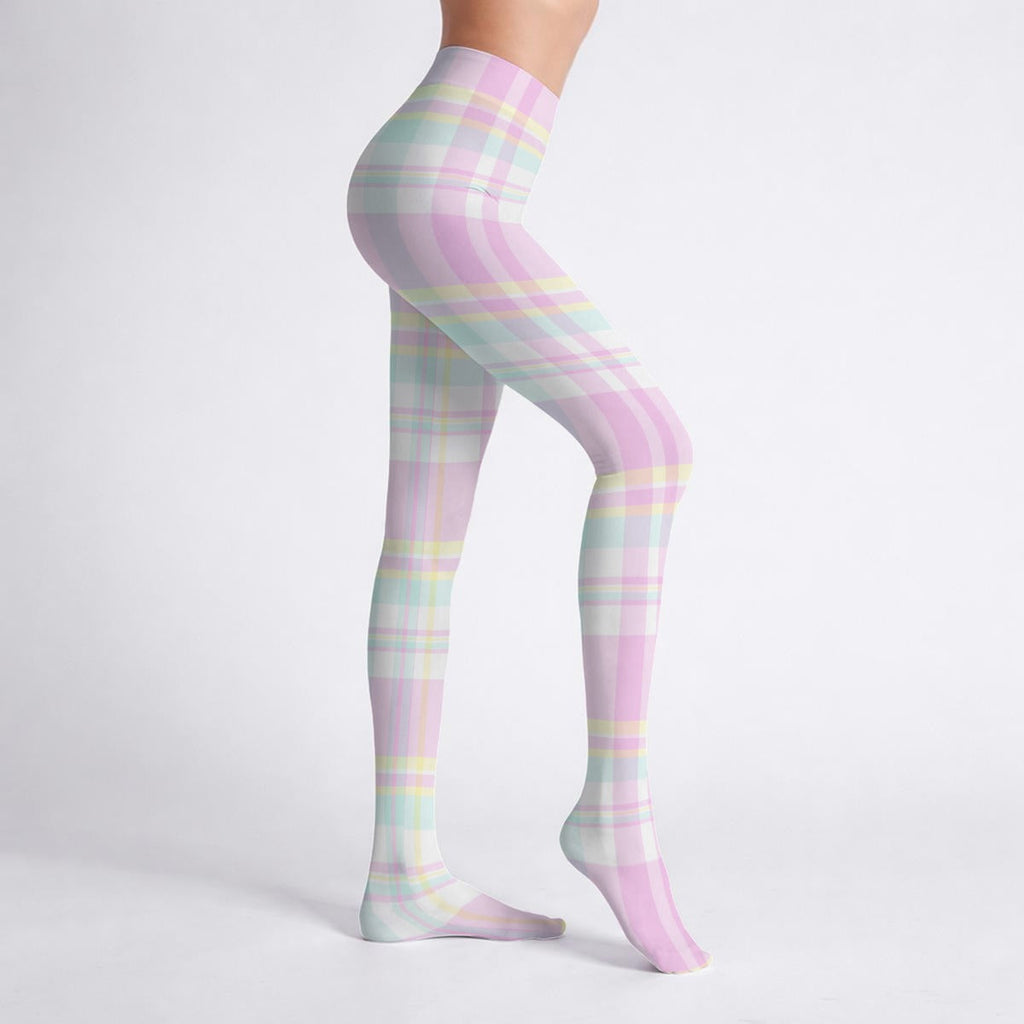 Pastel Plaid Soft Stretch Tights