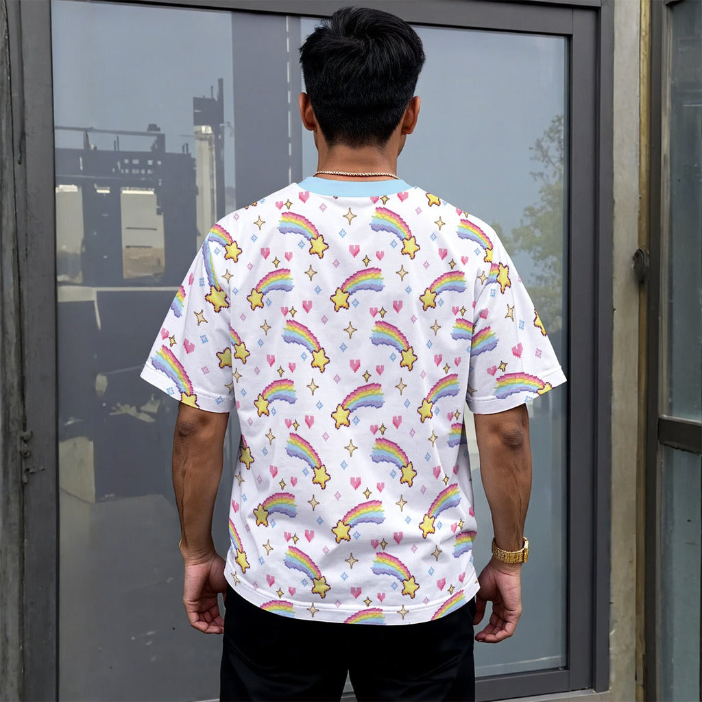 Pixel Rainbow Star Play Tee
