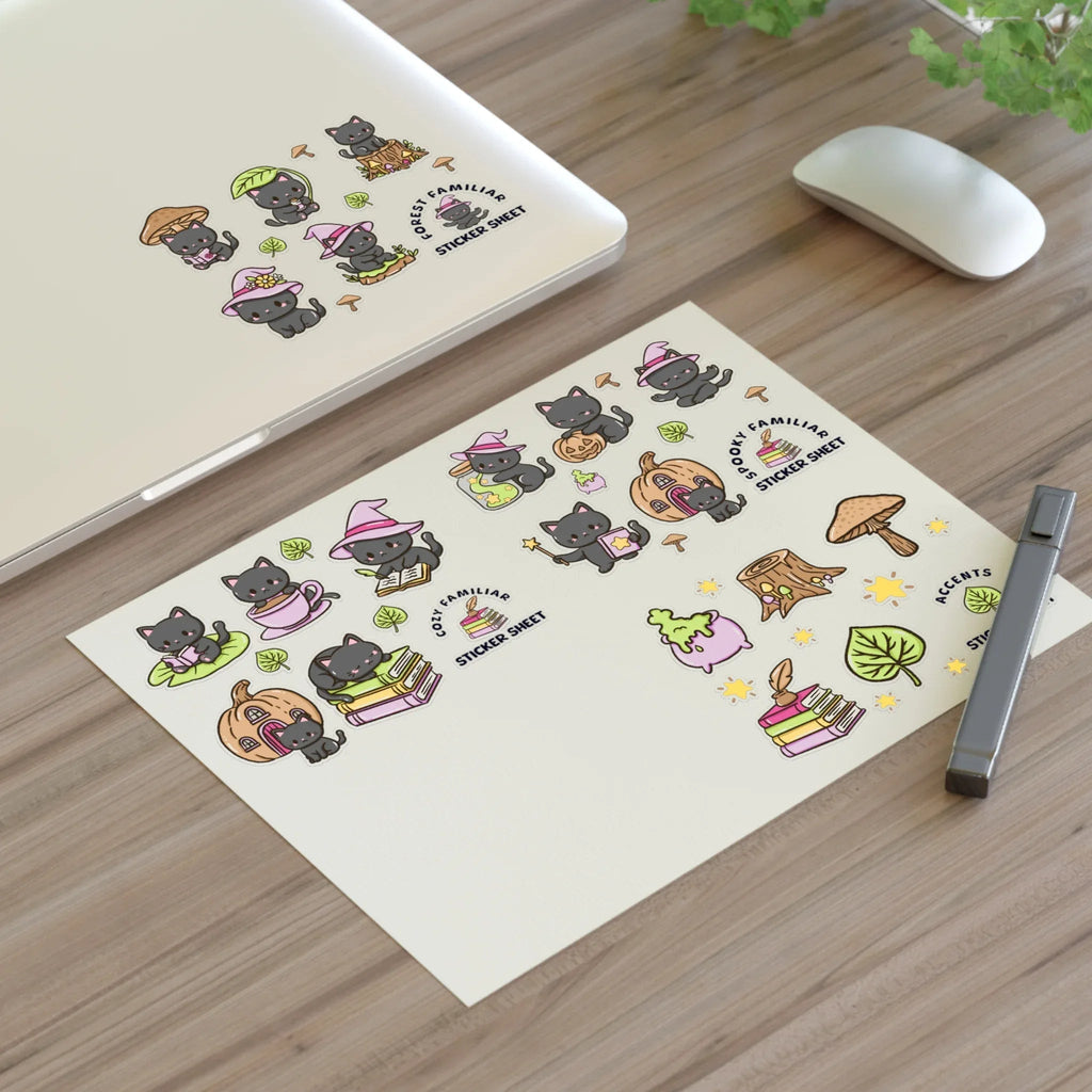 Kitty Cozy Familiar Sticker Sheet