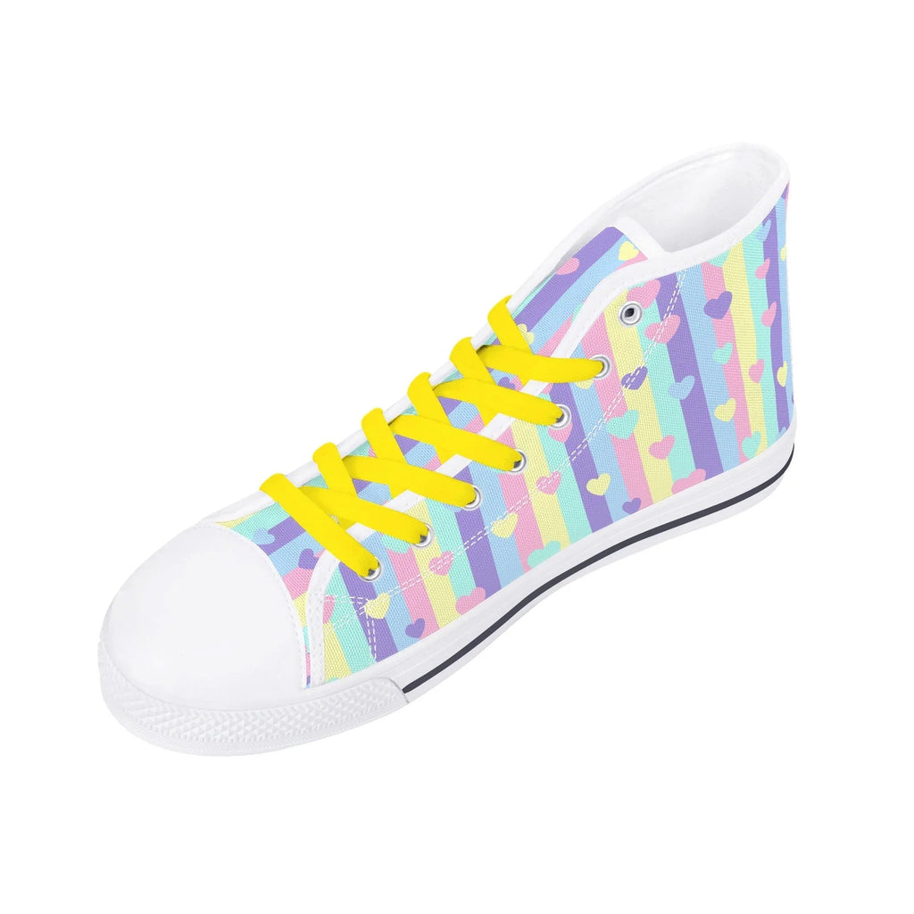 Pastel Stripes & Hearts High Top Canvas Shoes