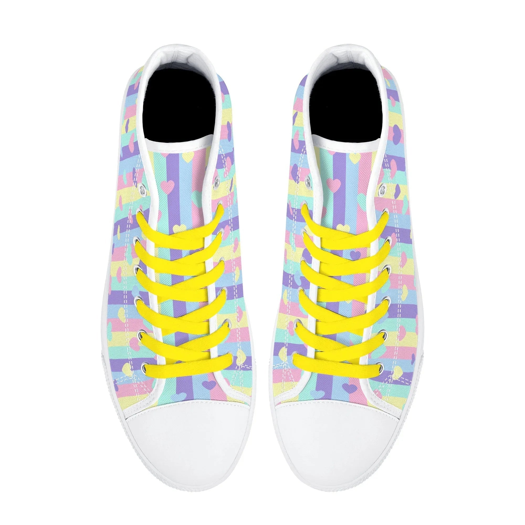 Pastel Stripes & Hearts High Top Canvas Shoes