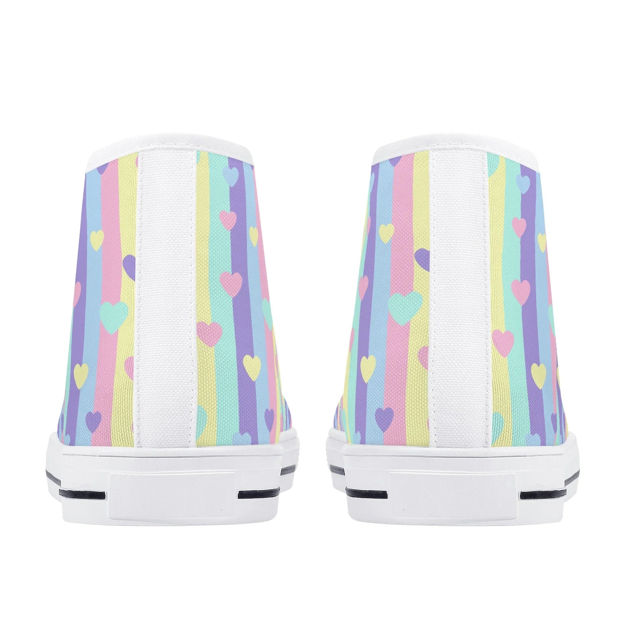 Pastel Stripes & Hearts High Top Canvas Shoes