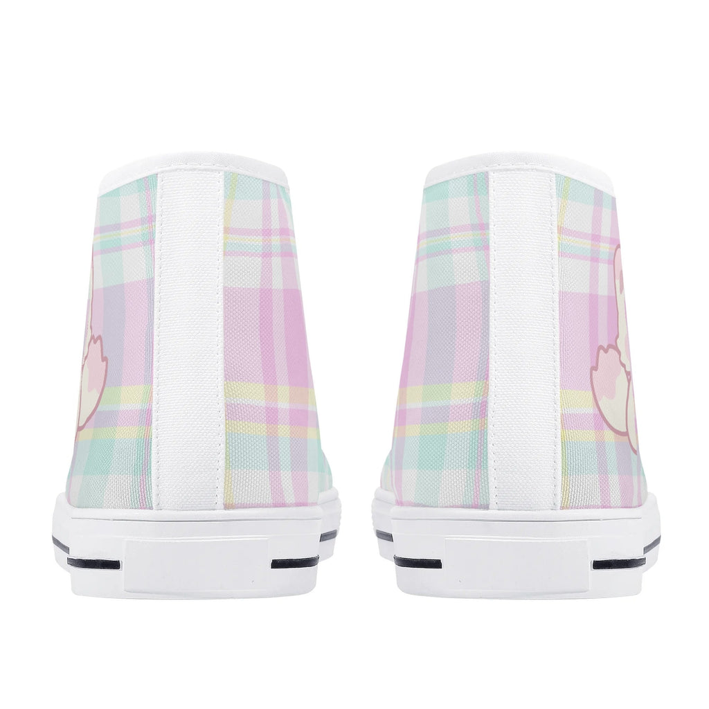Pastel Plaid Kitty High Top Sneakers