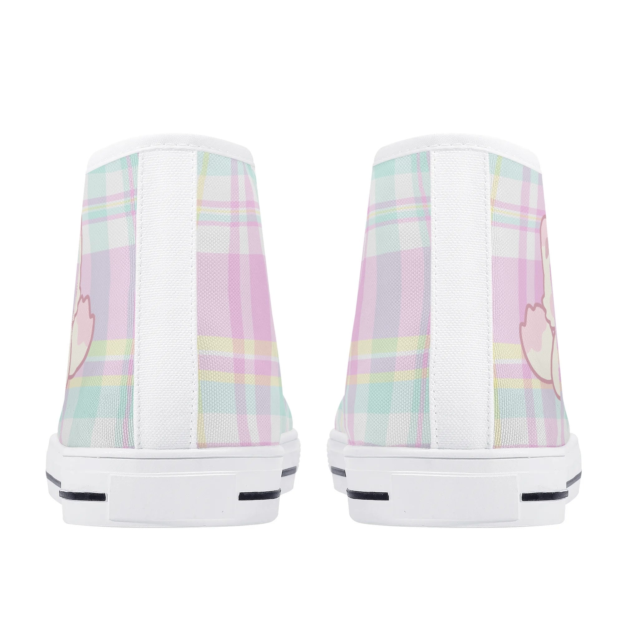 Pastel Plaid Kitty High Top Sneakers