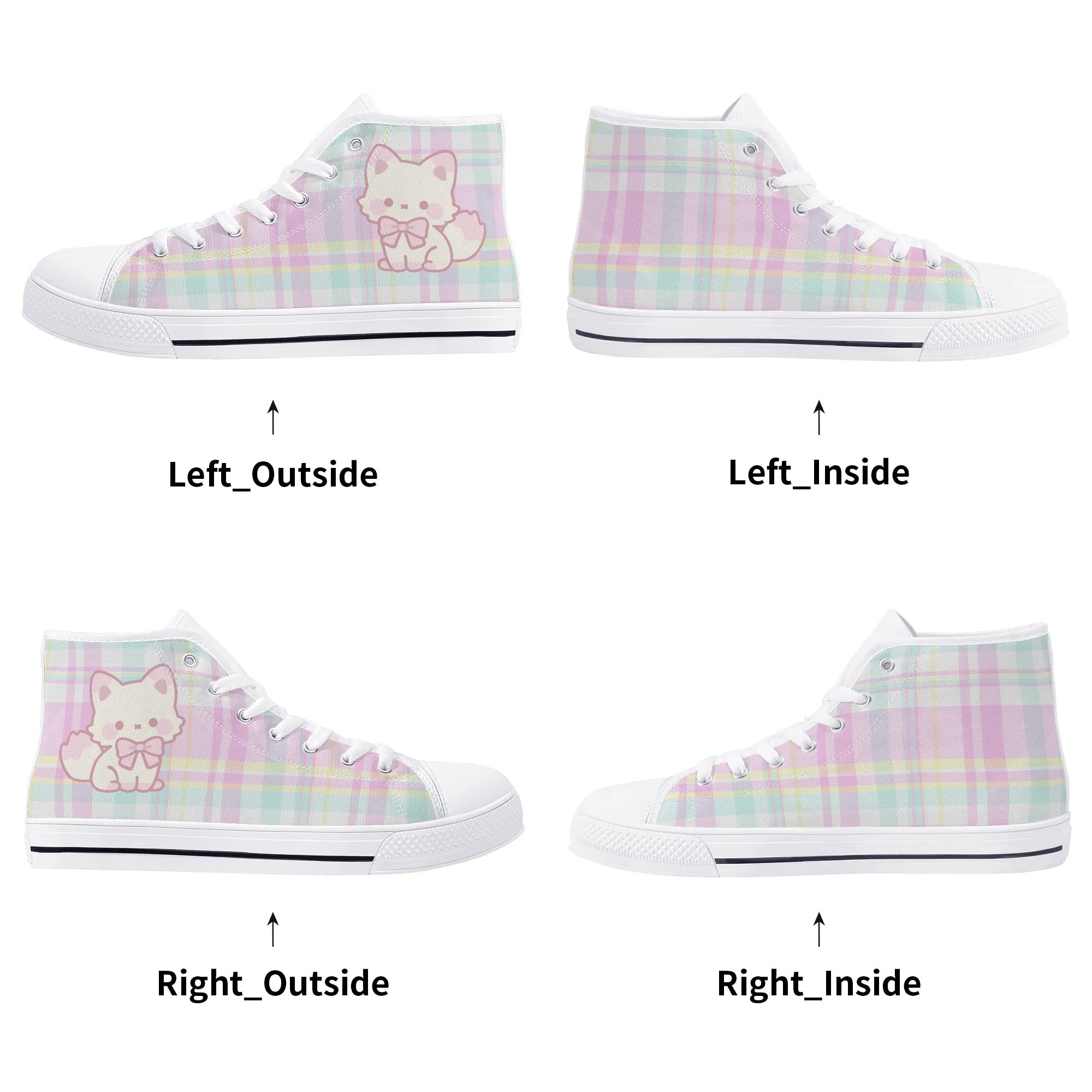 Pastel Plaid Kitty High Top Sneakers