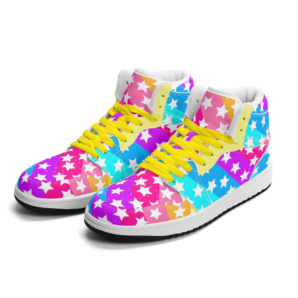 Rainbow Starfall Retro High Top Sneakers