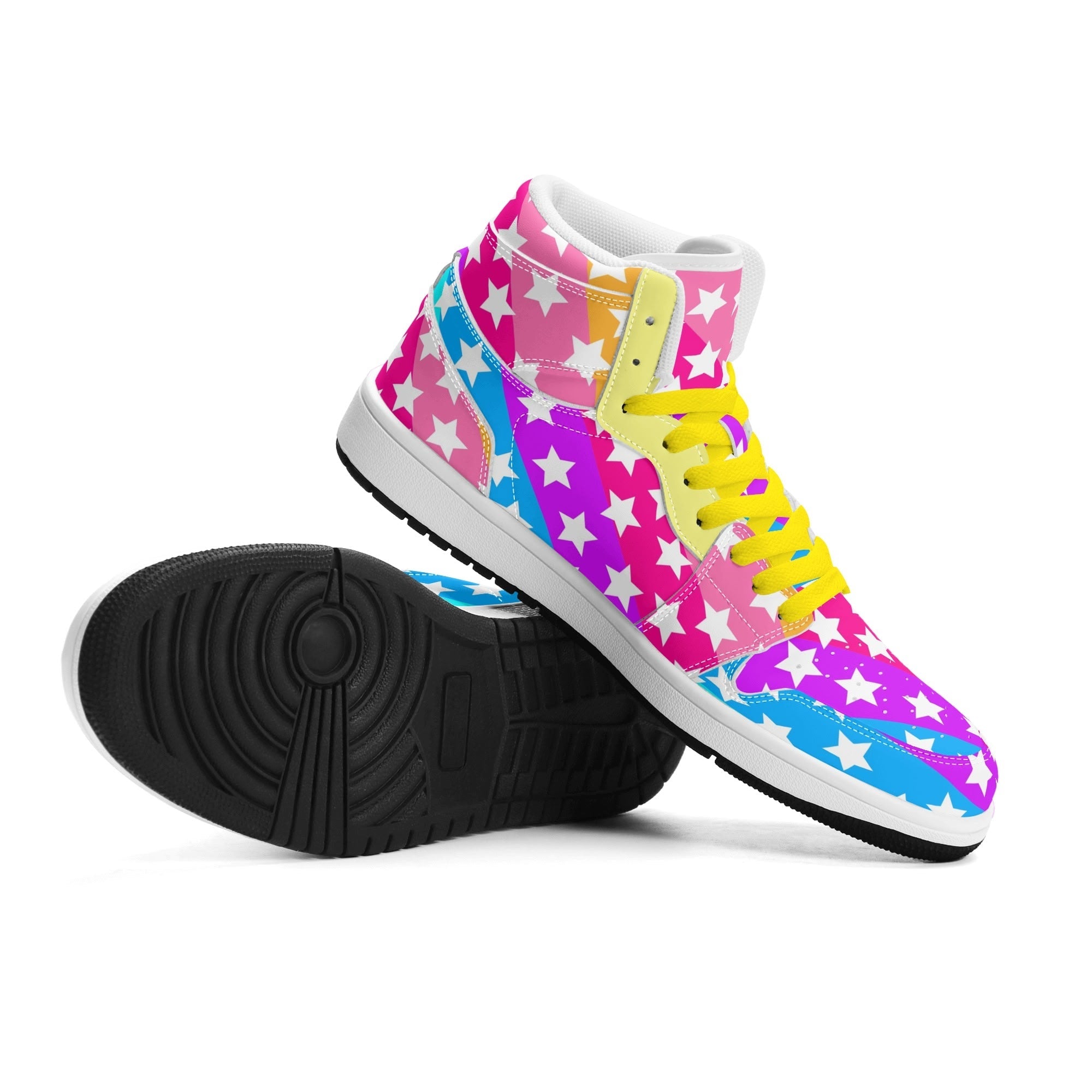 Rainbow Starfall Retro High Top Sneakers