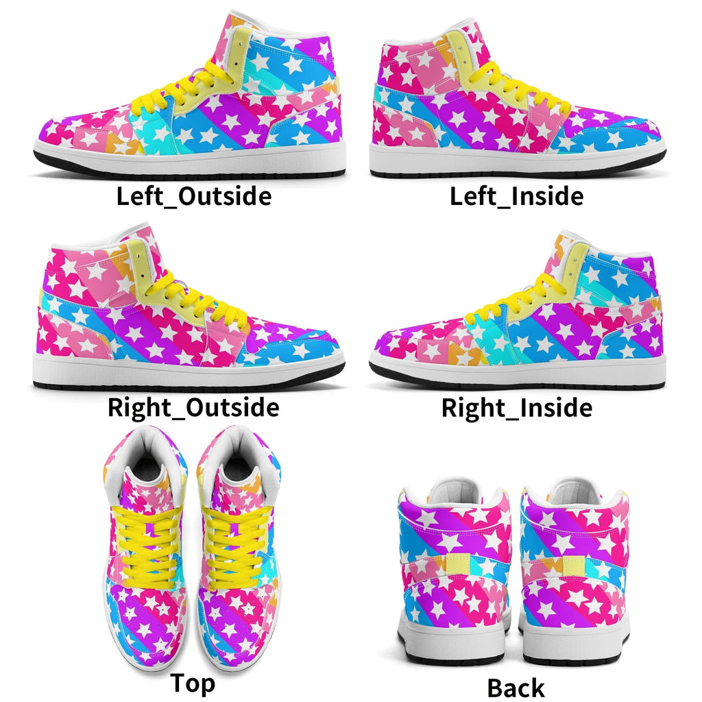 Rainbow Starfall Retro High Top Sneakers