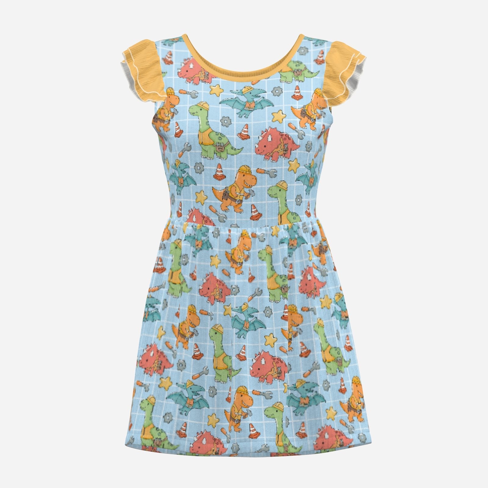 Tiny Dino Builders Playsuit CuddleDress | Built-In Brief & Snap Closure