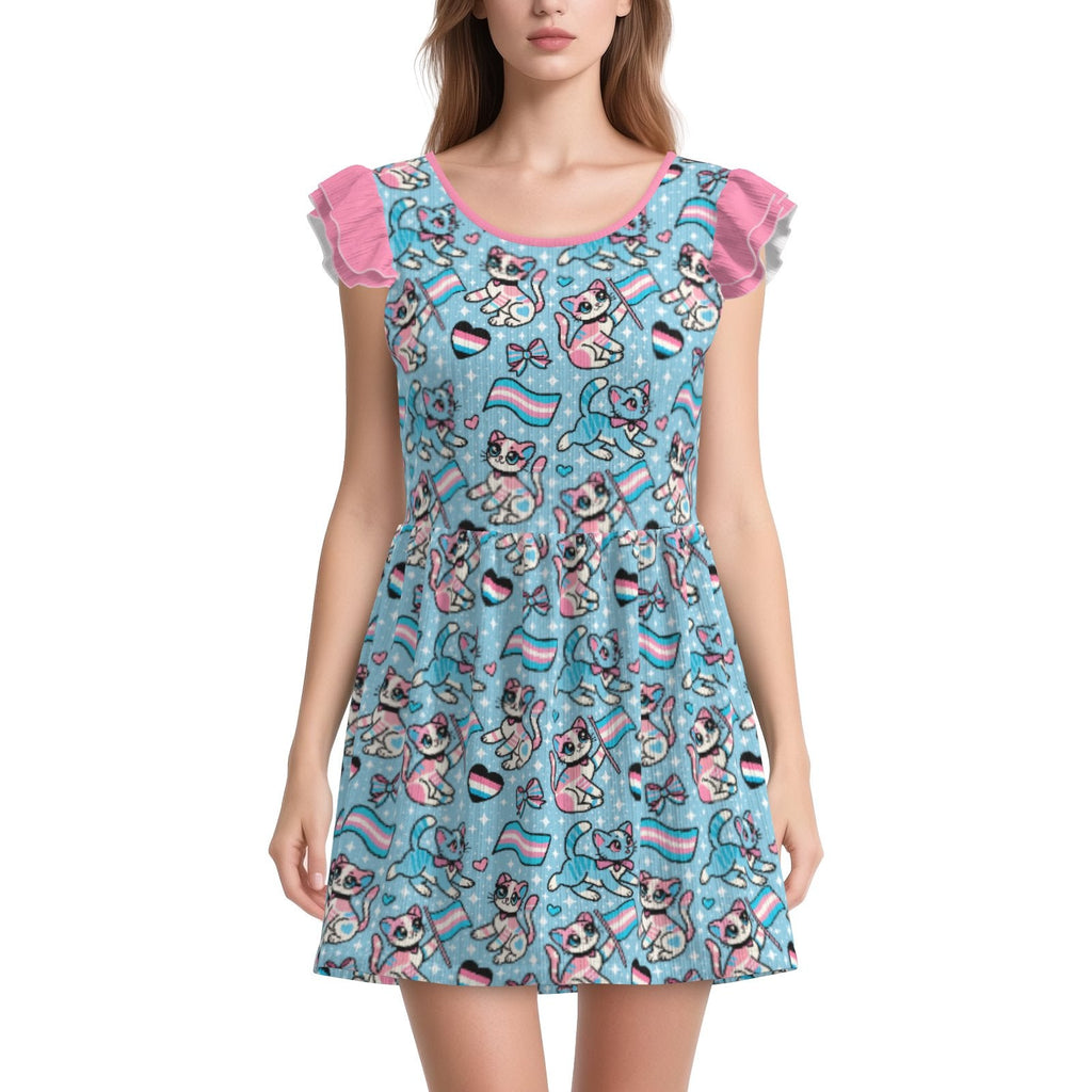 Purrfect Trans Pride Playsuit CuddleDress | Built-In Brief & Snap Closure