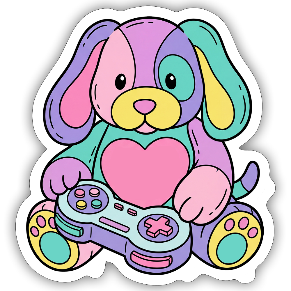 Gamer Pup Plushie Sticker